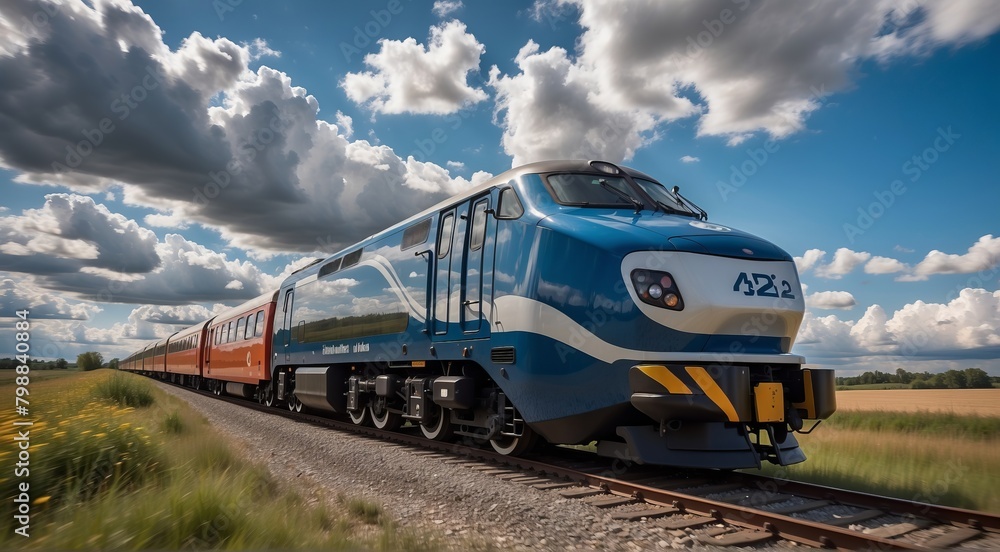 High-speed train on the background of the landscape High-speed train on the background of the landscape