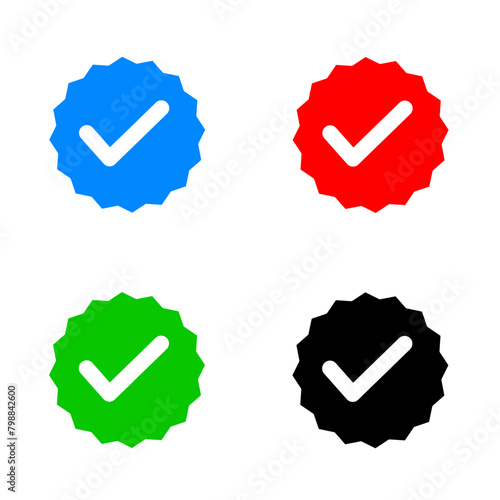 check mark vector collection.blue tick,green tick,red tick and black tick.approved sign vector icon set