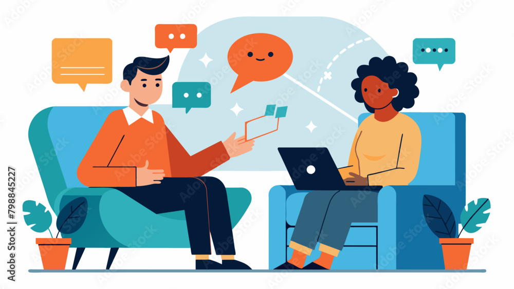 A the working with a client with bipolar disorder incorporating mood tracking and journaling into their CBT sessions.. Vector illustration A the working with a client with bipolar disorder incorporating mood tracking and journaling into their CBT sessions.. Vector illustration