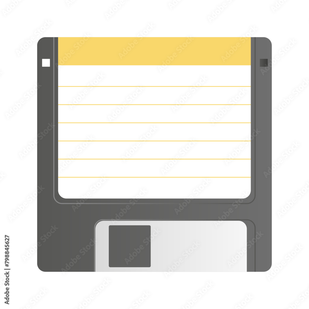 Diskette or floppy disk is an old medium to store information on retro computers. Diskette with place for text Vector illustration. 