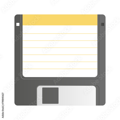 Diskette or floppy disk is an old medium to store information on retro computers. Diskette with place for text Vector illustration. 