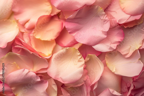 Delicate texture of rose petals, showcasing their softness and pastel hues. rose petal textures offer a romantic and ethereal backdrop © grey