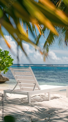 White Sun Lounger  Light Beach Relaxation Scene