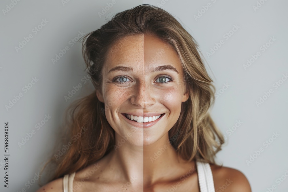 Signs of aging in red head with dry wrinkle impact proactive aging in two age stage scenarios; holistic aging and aging depiction merge with premature skin progression and integrated skincare. Signs of aging in red head with dry wrinkle impact proactive aging in two age stage scenarios; holistic aging and aging depiction merge with premature skin progression and integrated skincare.