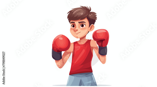 Cute boy or young boxer dressed in sportswear train