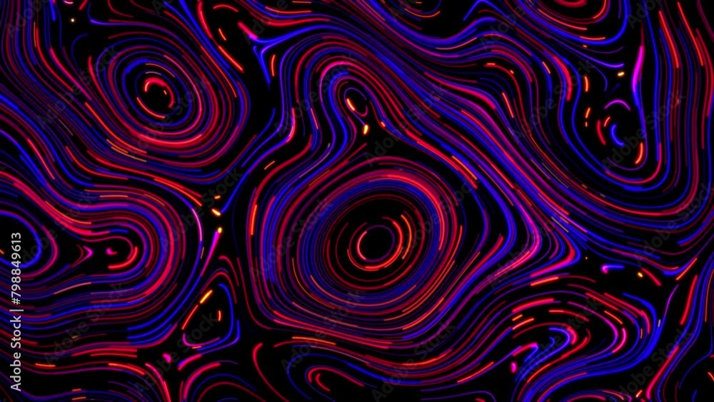 Neon lines background with randomly moving smooth curves in a shape of psychedelic pattern. Trippy animation for music festivals and abstract visualisations. Bright red and blue colors, 4k , 60 fps Neon lines background with randomly moving smooth curves in a shape of psychedelic pattern. Trippy animation for music festivals and abstract visualisations. Bright red and blue colors, 4k , 60 fps
