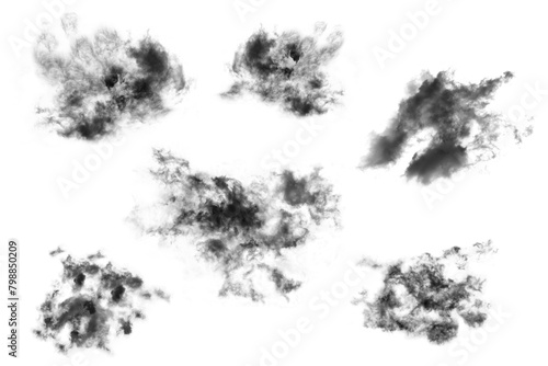set cloud isolated on white background,Textured Smoke,Brush clouds,Abstract black