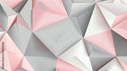 Geometric Art in Pearl Grey with Blush Pink Shapes