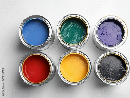 Paint containers, top view.