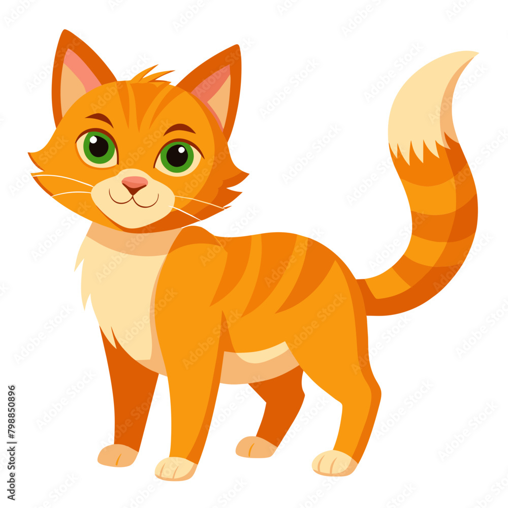 orange cat, icon, vector illustration