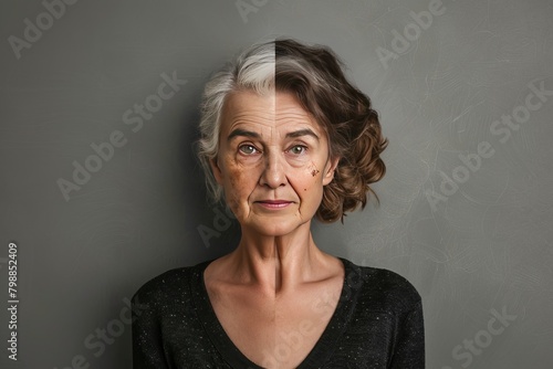 Signs of aging and aging tips enhance aging comparisons from young to old; age progression merges with holistic aging in face and Smile line considerations for women aging gracefully. photo