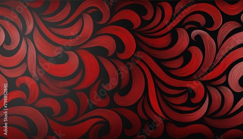 Long pattern on black fabric with a beautiful soft texture; dark red silk, satin, organza