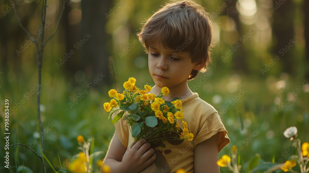 little child with dandelions little child with dandelions
