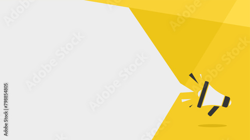 yellow announcement template background with megaphone and empty space for text