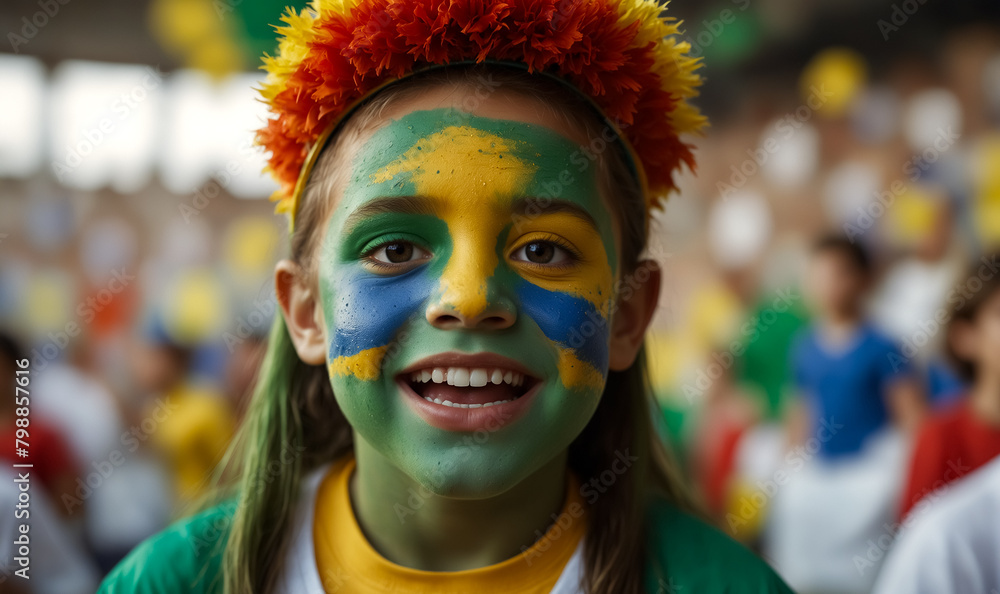 Fan cheering enthusiastically in a soccer stadium.
Fan cheering enthusiastically in a soccer stadium.