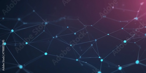 Abstract connected dots on gradient background. Technology backdrop with depth of field