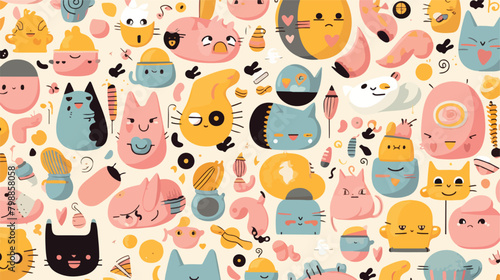 Funny comic characters seamless pattern design. Cut