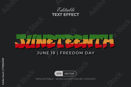 Juneteenth Text Effect Colorful Style. Editable Text Effect. (ID: 798860081)