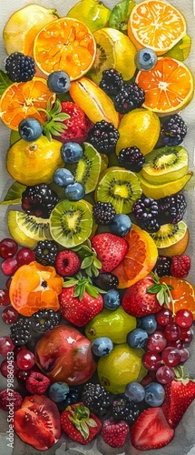 Mixed Fruit Watercolor Artwork
