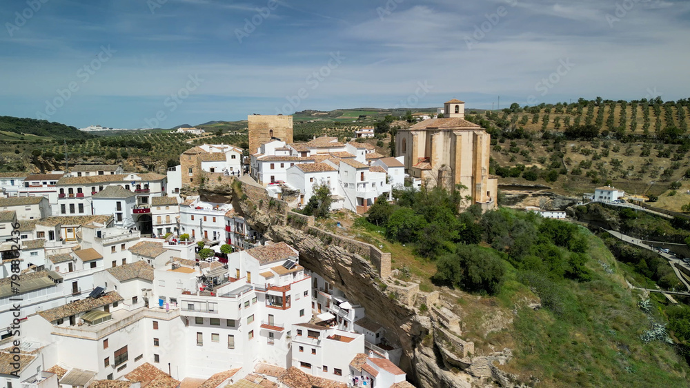 Aerial view of Setenil de las Bodegas, Andalusia. Southern Spain