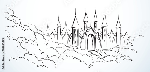 Vector drawing. Big Hevenly city