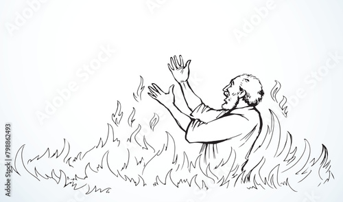 Vector drawing. Man in the hell