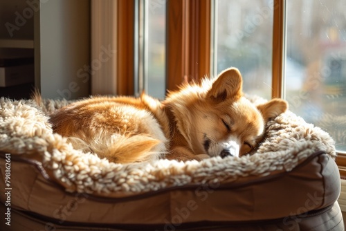 Close-up face of cute French bulldog sleeping on the floor.. Beautiful simple AI generated image in 4K, unique.