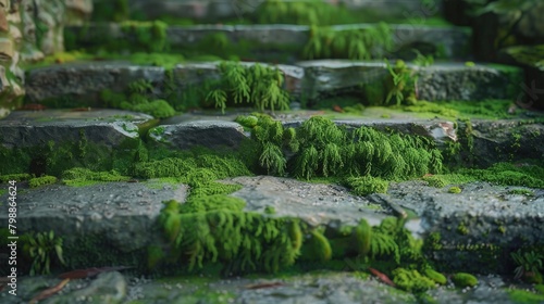 Moss developing on the steps