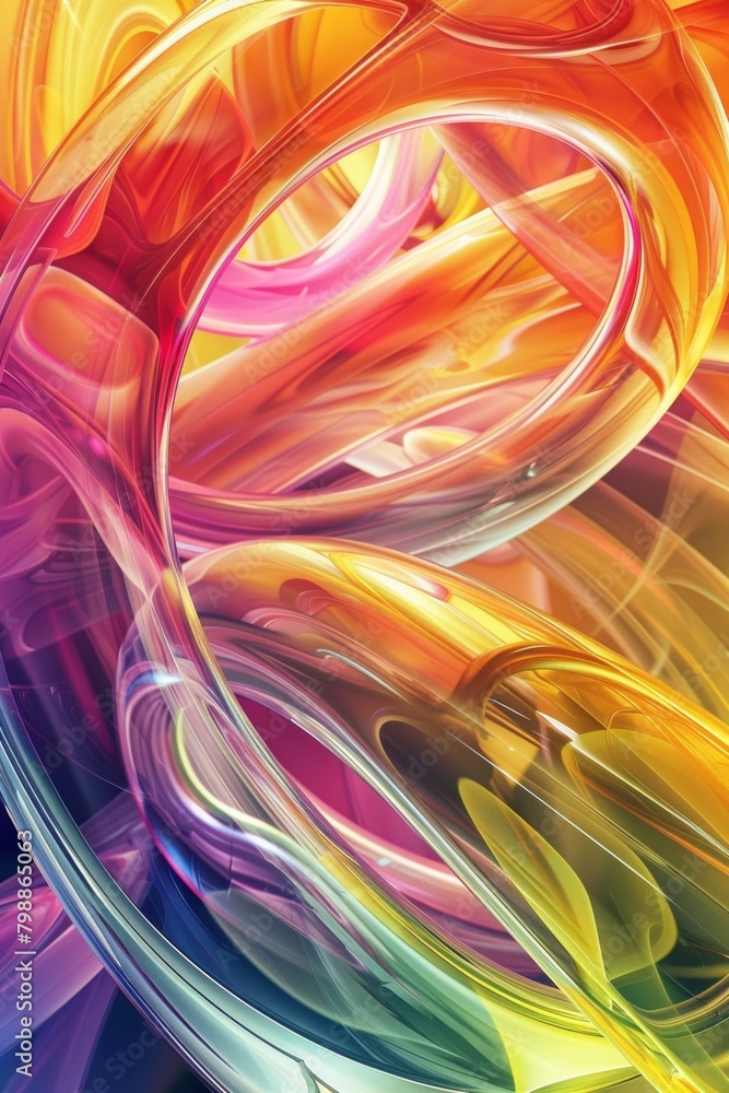 Abstract geometric acidic background with glass spiral tubes, flow clear fluid with dispersion and refraction effect, crystal composition of flexible twisted pipes, modern 3d wallpaper, design Abstract geometric acidic background with glass spiral tubes, flow clear fluid with dispersion and refraction effect, crystal composition of flexible twisted pipes, modern 3d wallpaper, design
