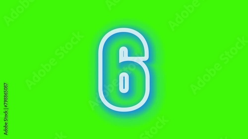 Counting from 10 to 0 neon numbers green screen animation.