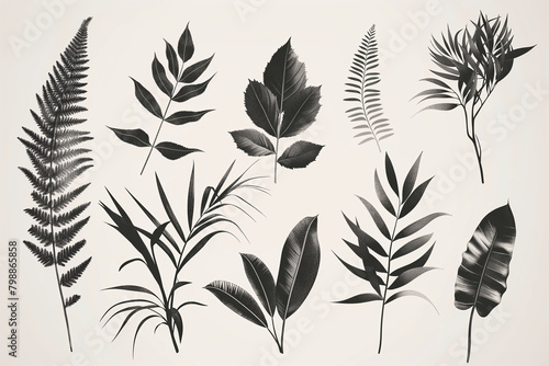 A variety of leaves from different plants in this set. Generative AI