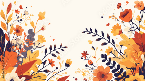 Gorgeous floral backdrop with border of blooming au