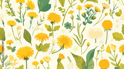 Gorgeous natural seamless pattern with flowering he