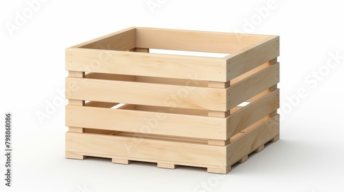 Empty Wooden Crate on a White Background. Generative ai photo