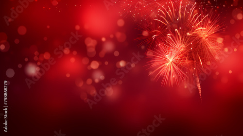 Fireworks on red background photo