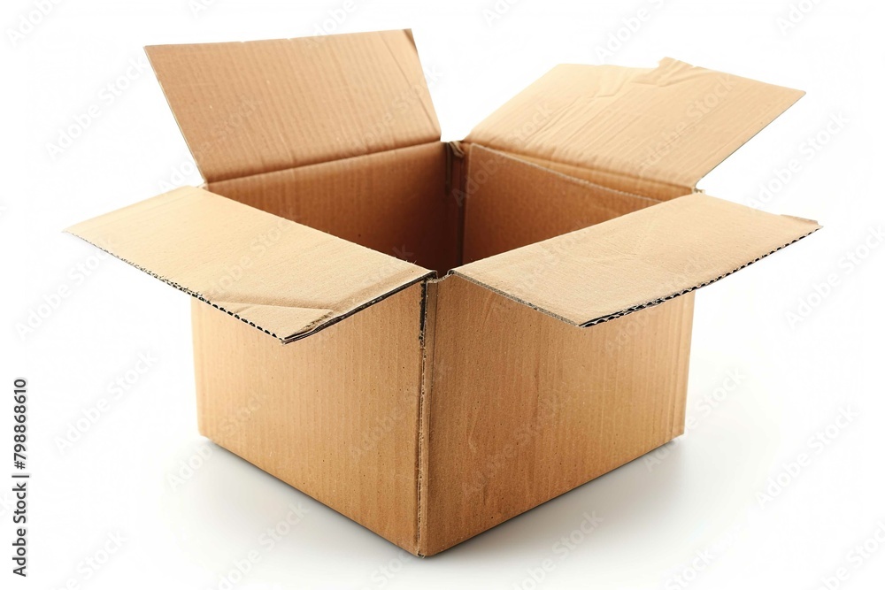 Opened Cardboard box, isolated on white