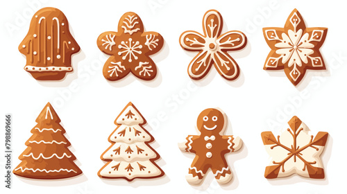 Christmas gingerbread cookies set. Xmas ginger brea