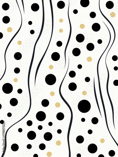 Continuous line and dot stripes, vector repetition, minimalist, white field ,  flat graphic drawing