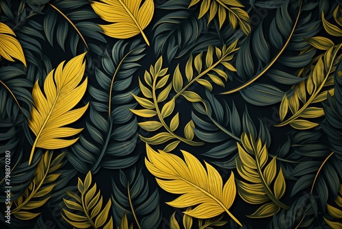 Jungle king motif, leafy decor, continuous print, simple flat, solid backdrop , repeating pattern