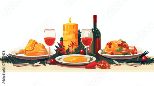 Christmas table setting served for festive dinner d