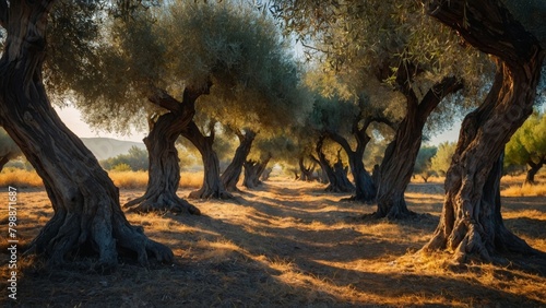 Mediterranean Olive Grove: Sunset Scenery in European Agricultural Landscape