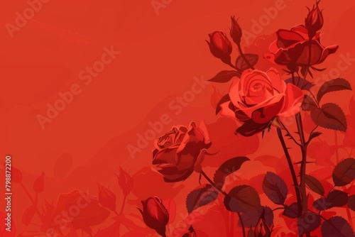 Romantic paper art style roses on a striking red background  an elegant choice for love-themed designs and events with copy space.