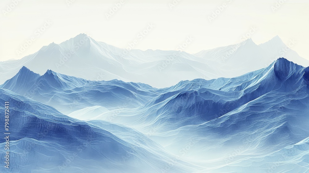 A mountain range with snow-covered peaks and a vast, empty valley. The scene is serene and peaceful, with the mountains towering over the valley below A mountain range with snow-covered peaks and a vast, empty valley. The scene is serene and peaceful, with the mountains towering over the valley below
