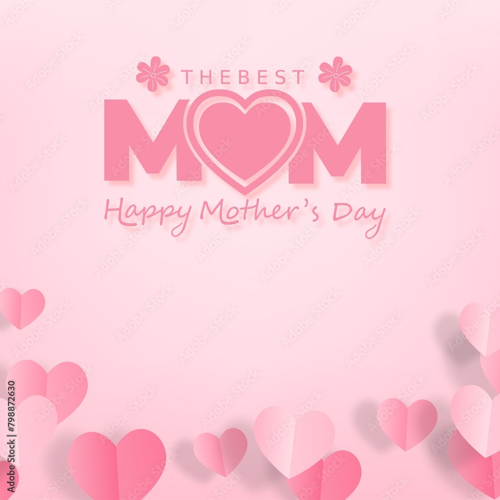 Happy Mother's Day greeting card design on pink background
