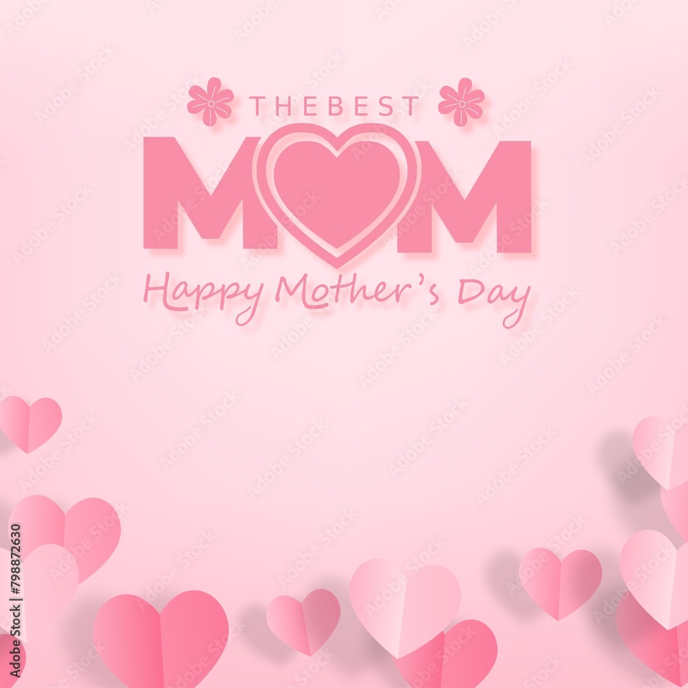 Happy Mother's Day greeting card design on pink background Happy Mother's Day greeting card design on pink background