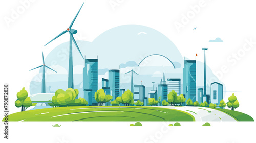 Cityscape with environmentally friendly technology