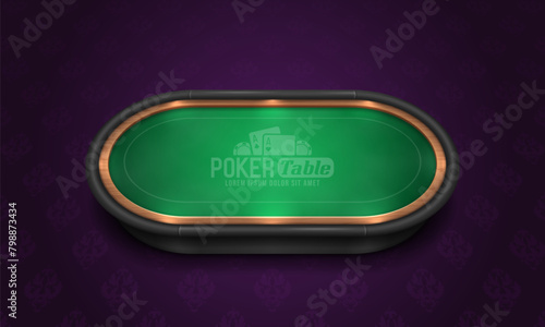 Poker table with green cloth. Vector illustration.