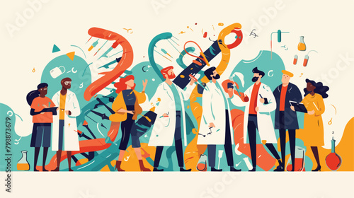 Group of scientists or researchers in lab coats hol photo