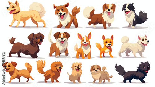 Collection of adorable dogs of different breeds pla