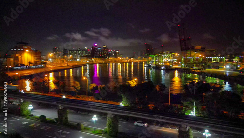 Aerial view of Sentosa Boardwalk at night  Singapore